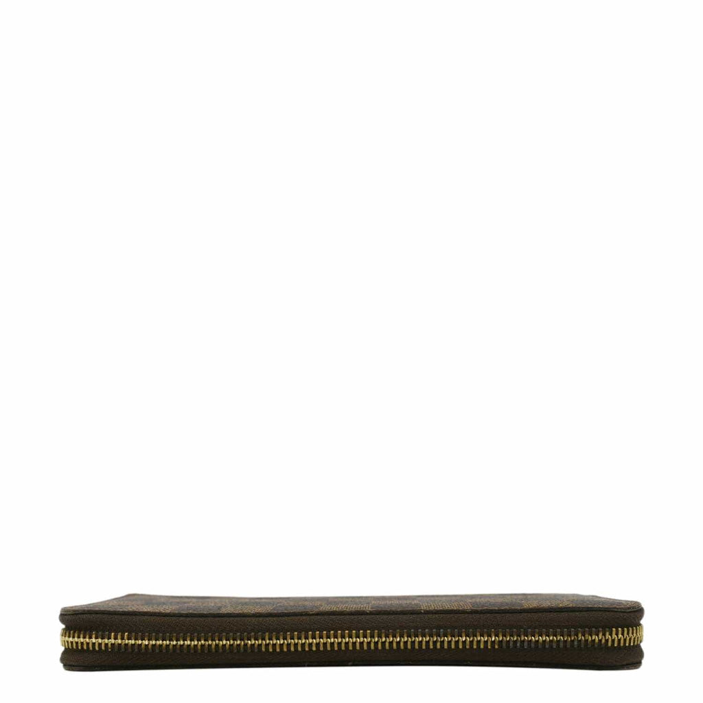LOUIS VUITTON Clemence Damier Ebene Zippy Wallet Brown