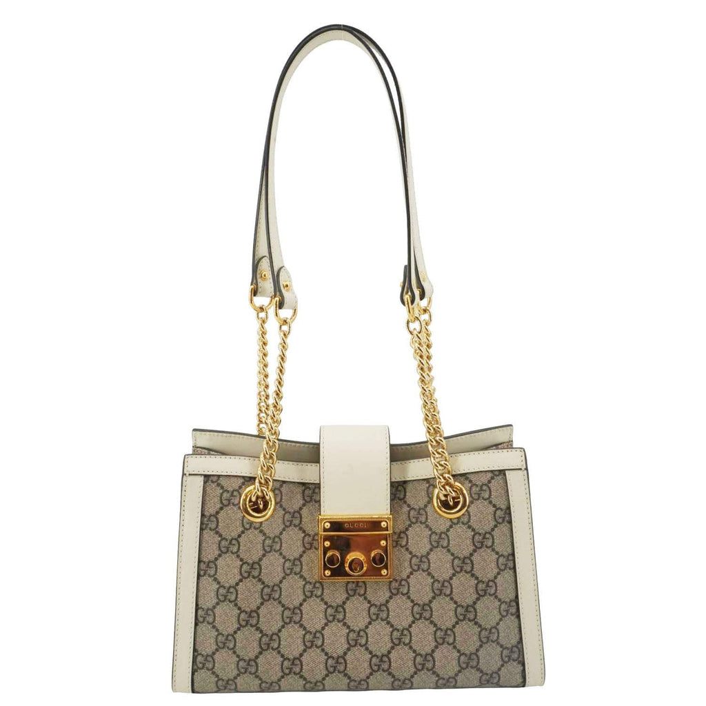 GUCCI Padlock Medium Gucci Supreme Canvas Tote Bag Beige 498156