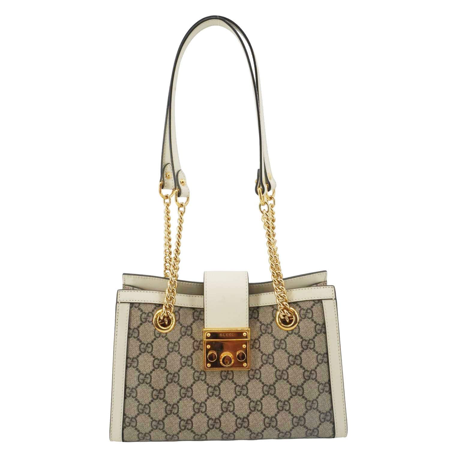 GUCCI Padlock Medium Gucci Supreme Canvas Tote Bag Beige 498156