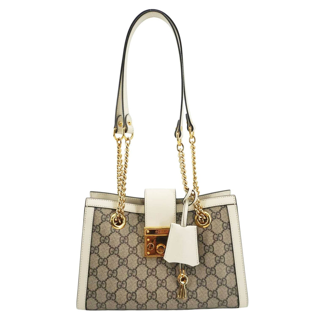 GUCCI Padlock Medium Gucci Supreme Canvas Tote Bag Beige 498156