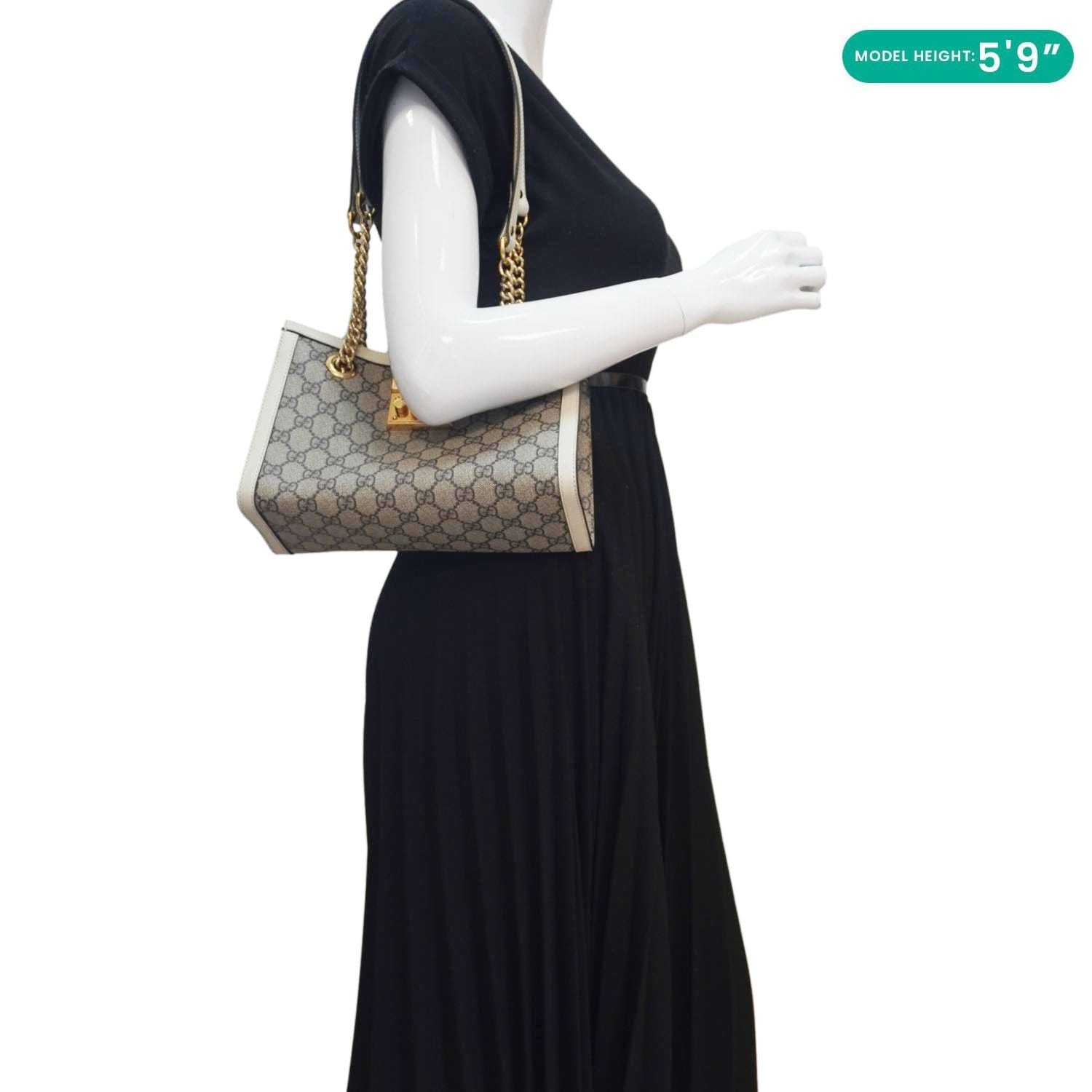 GUCCI Padlock Medium Gucci Supreme Canvas Tote Bag Beige 498156