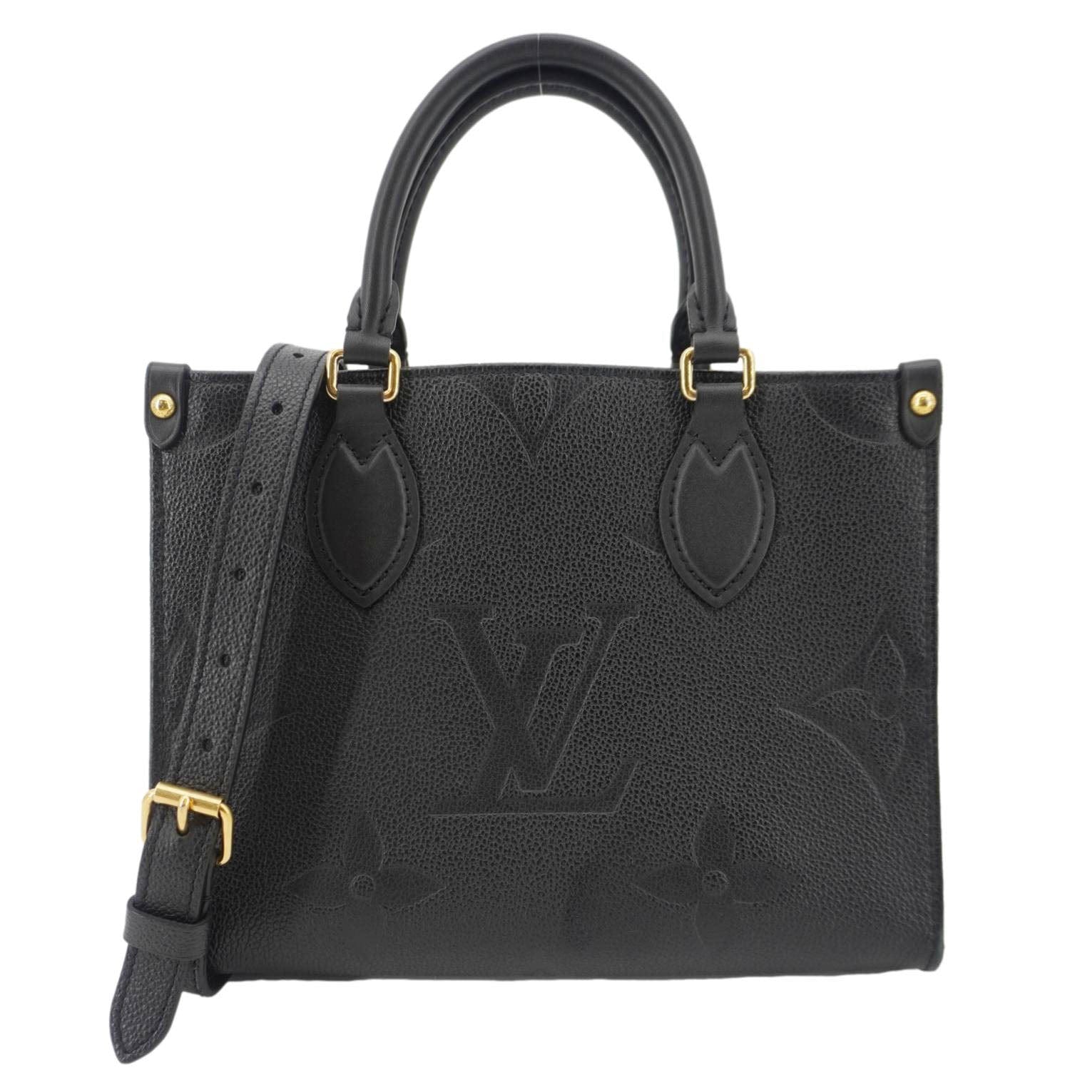 LOUIS VUITTON Onthego PM Giant Monogram Empreinte Leather Shoulder Bag Black