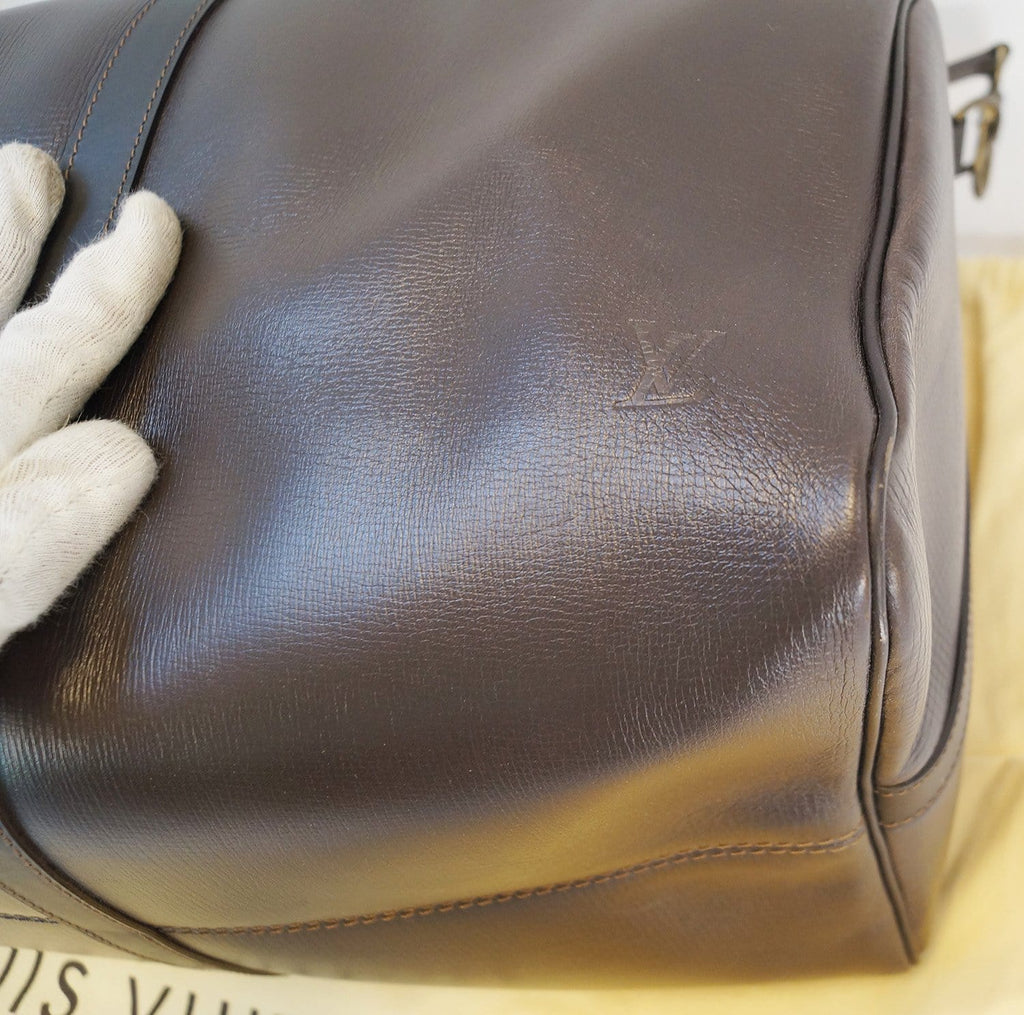 LOUIS VUITTON Keepall 55 Bandouliere Utah Dark Brown Travel Bag