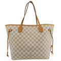LOUIS VUITTON Neverfull MM Damier Azur Tote Shoulder Bag White