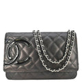 Chanel Cambon Ligne Wallet On Chain Quilted Leather Clutch Crossbody Bag Black