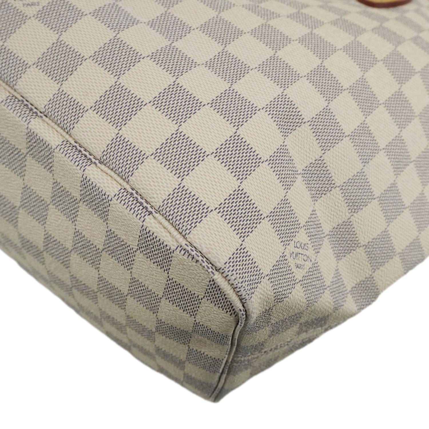 LOUIS VUITTON Neverfull MM Damier Azur Tote Shoulder Bag White