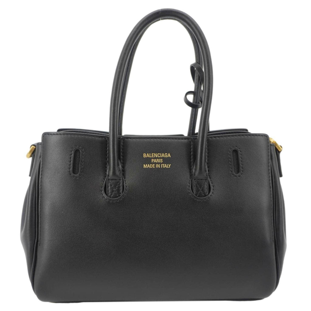 BALENCIAGA Carry All Bel Air Bag Leather Tote Shoulder Bag Black