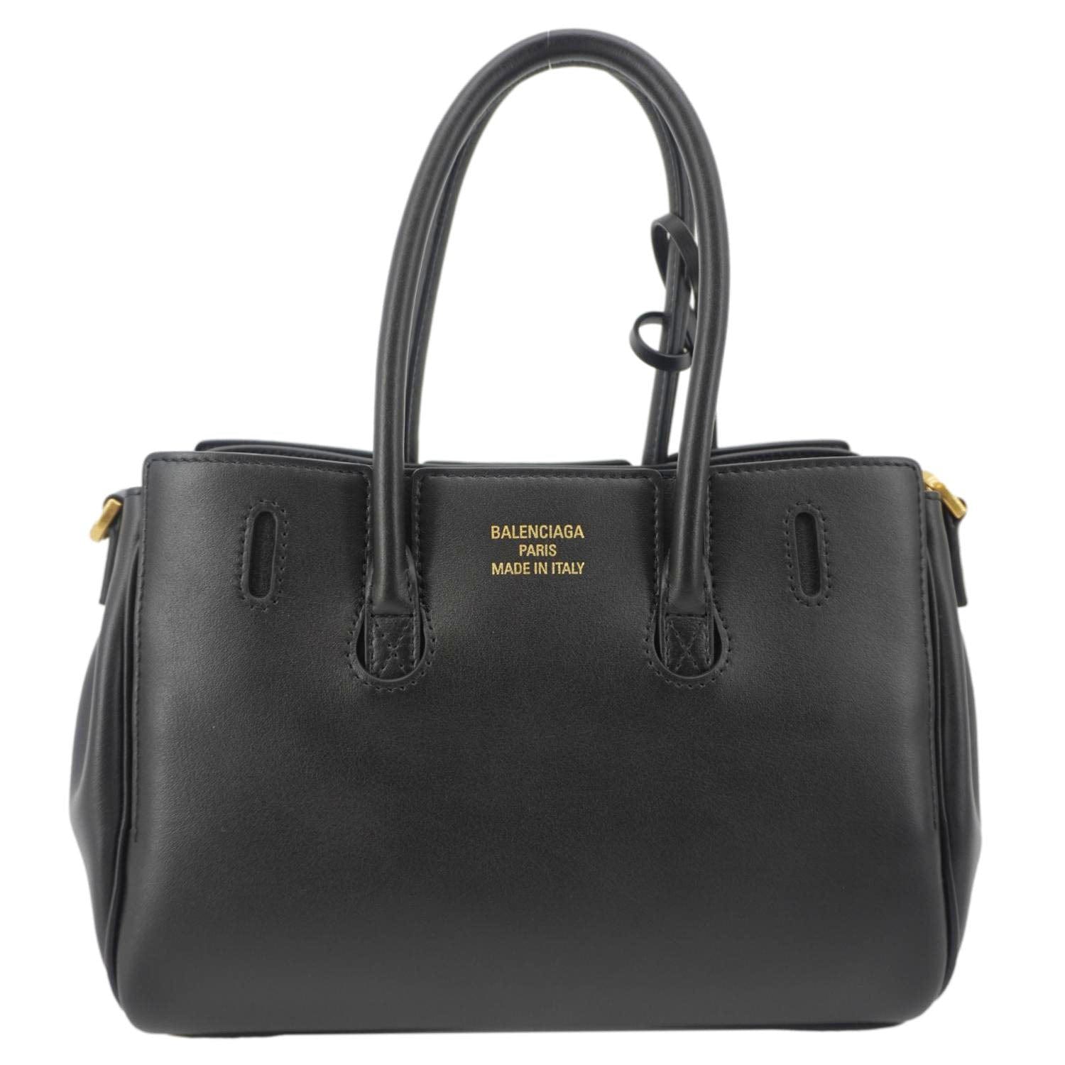BALENCIAGA Carry All Bel Air Bag Leather Tote Shoulder Bag Black