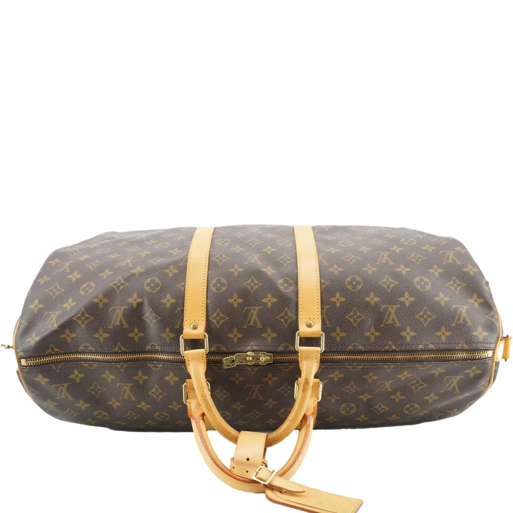 LOUIS VUITTON Keepall 55 Bandouliere Monogram Canvas Travel Bag Brown