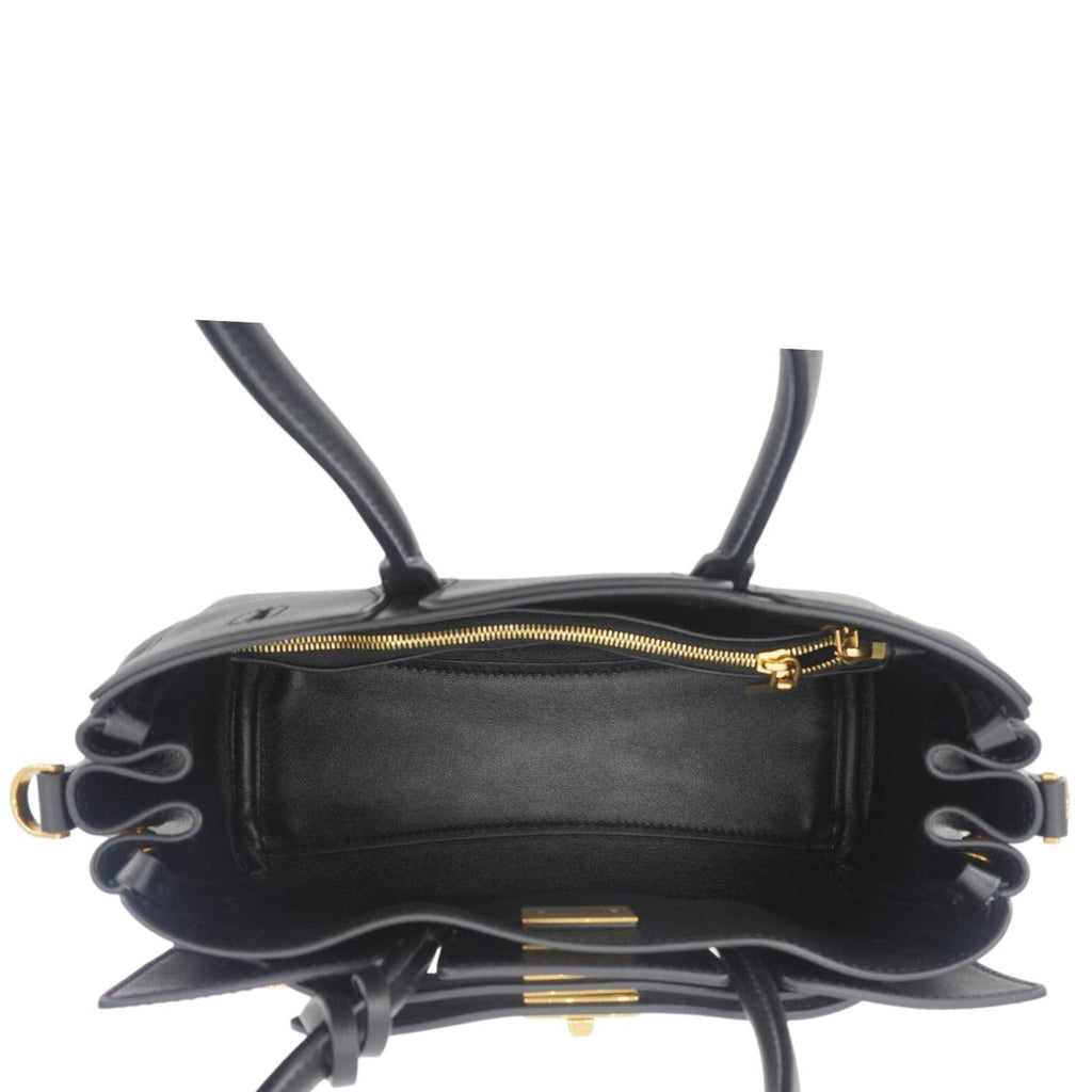BALENCIAGA Carry All Bel Air Bag Leather Tote Shoulder Bag Black