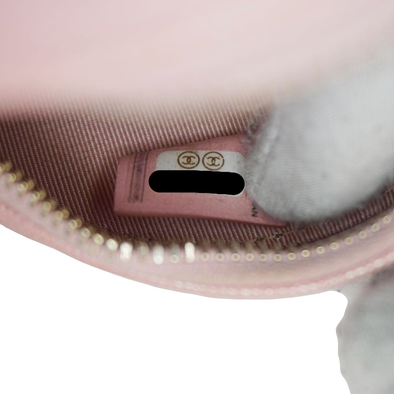 Chanel Round Quilted Iridescent Caviar Leather Clutch Crossbody Bag Pink