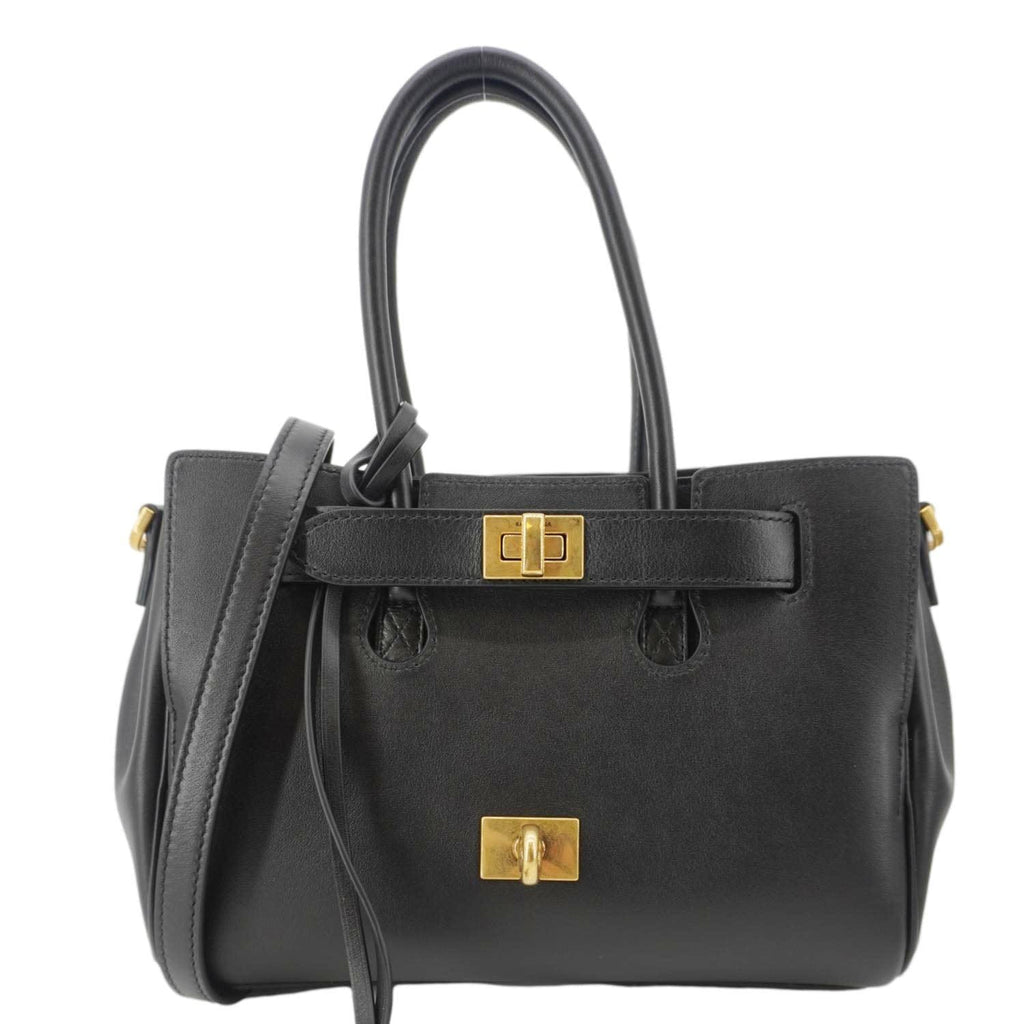BALENCIAGA Carry All Bel Air Bag Leather Tote Shoulder Bag Black