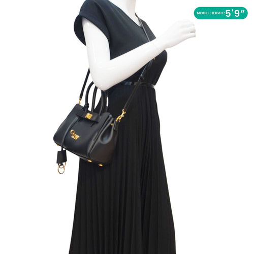 BALENCIAGA Carry All Bel Air Bag Leather Tote Shoulder Bag Black
