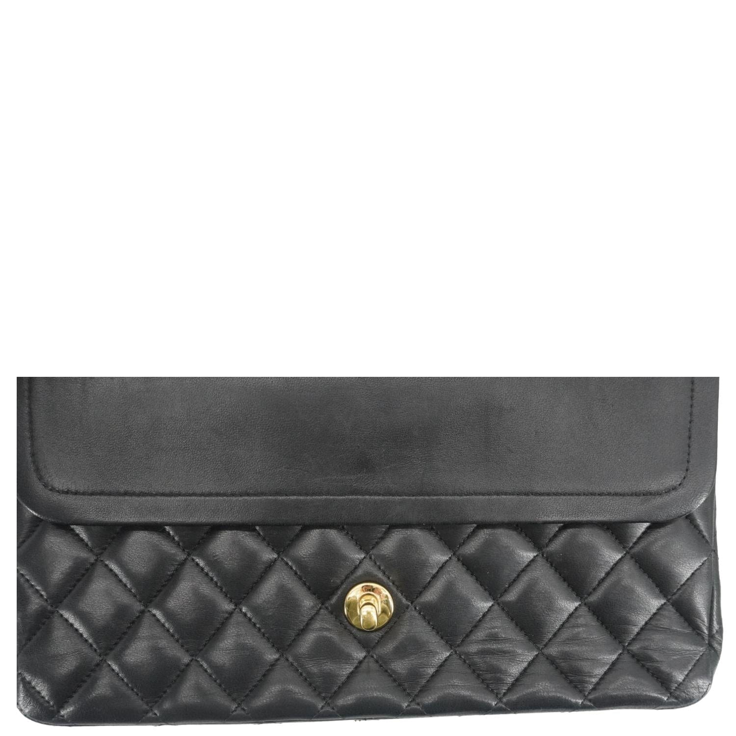 Chanel Classic Double Flap Quilted Leather Crossbody Bag Black