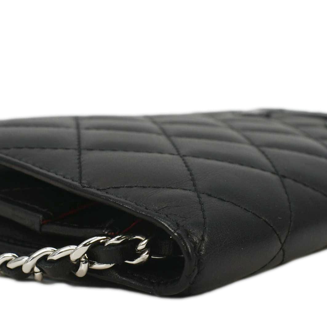 Chanel Cambon Ligne Wallet On Chain Quilted Leather Clutch Crossbody Bag Black