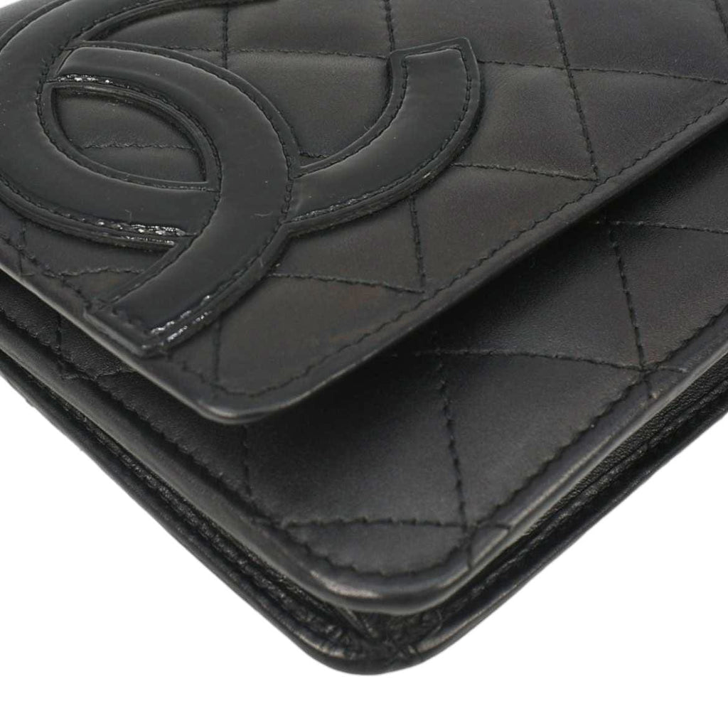 Chanel Cambon Ligne Wallet On Chain Quilted Leather Clutch Crossbody Bag Black