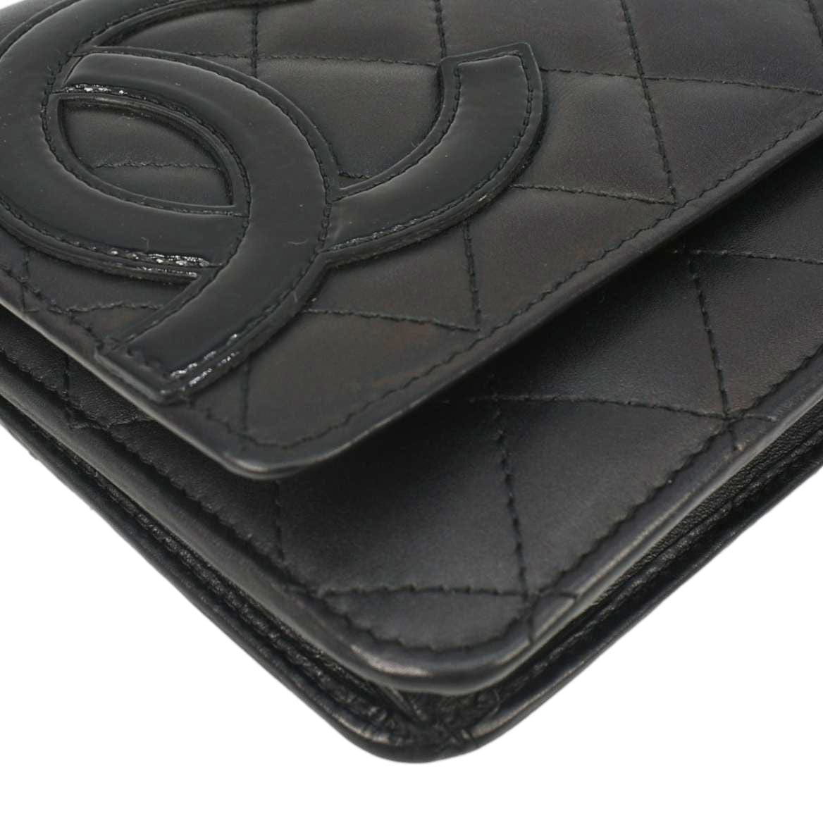 Chanel Cambon Ligne Wallet On Chain Quilted Leather Clutch Crossbody Bag Black