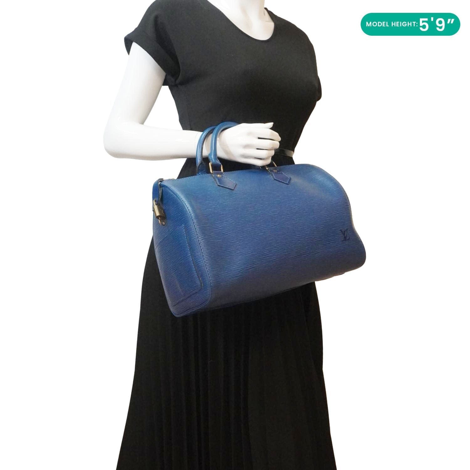 LOUIS VUITTON Speedy 30 Epi Leather Satchel Bag Blue