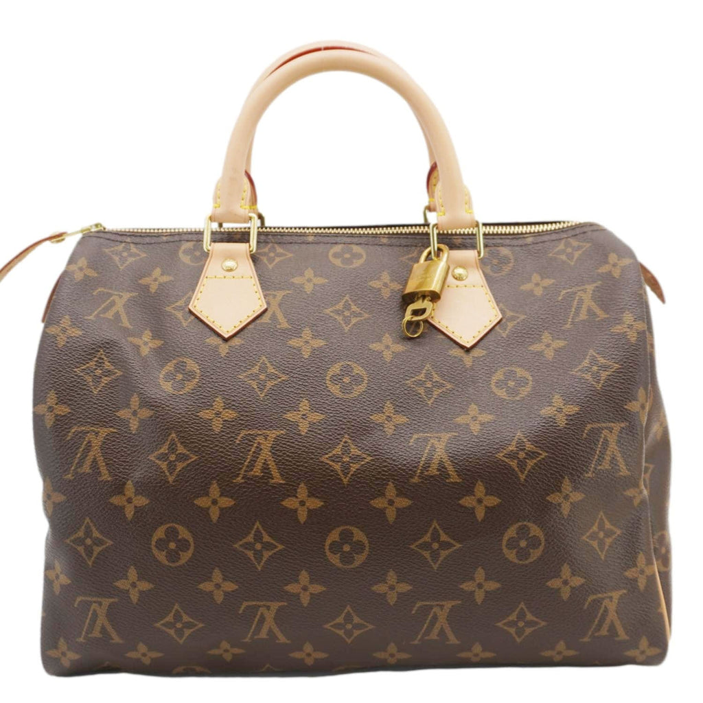 LOUIS VUITTON Speedy 30 Monogram Canvas Satchel Bag Brown