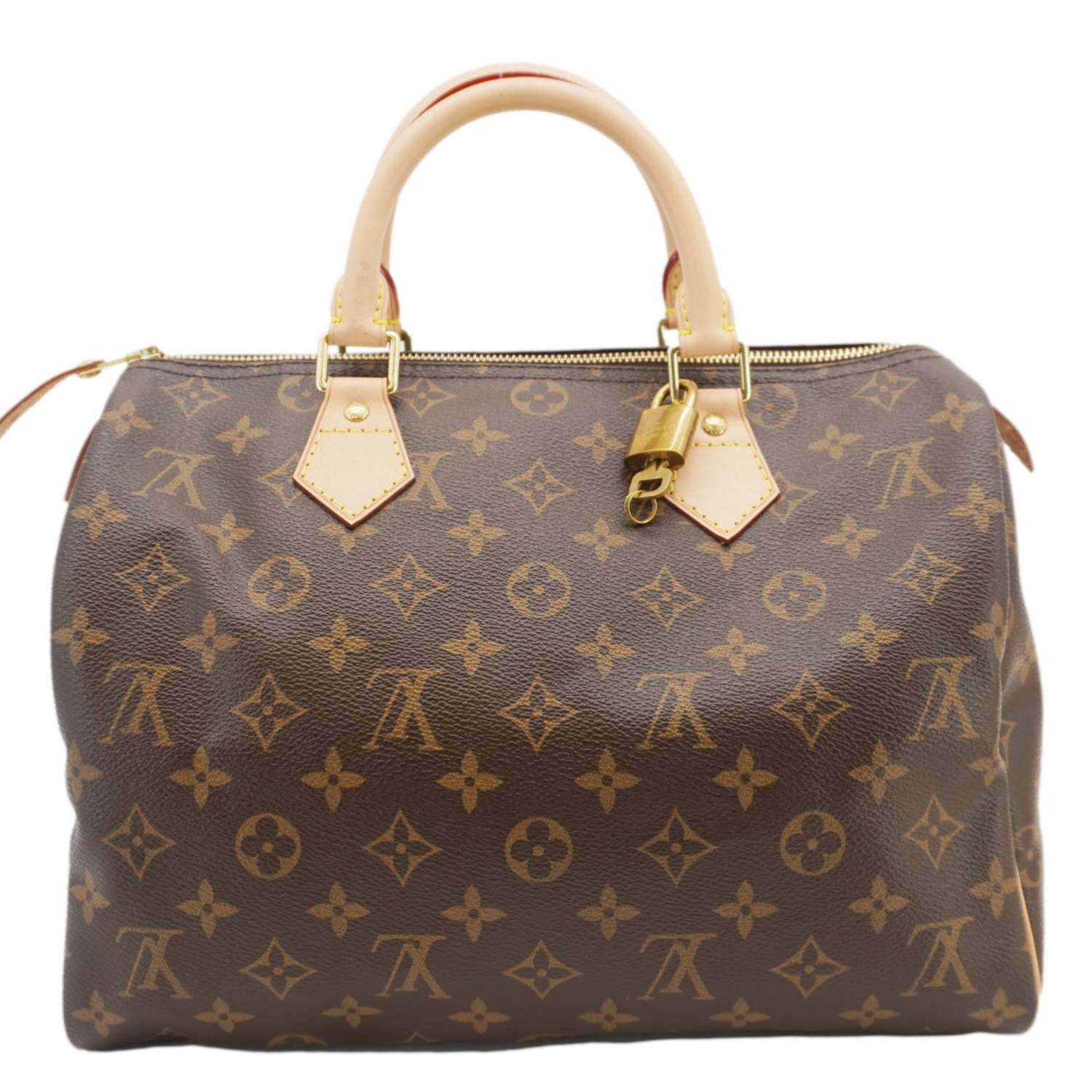LOUIS VUITTON Speedy 30 Monogram Canvas Satchel Bag Brown