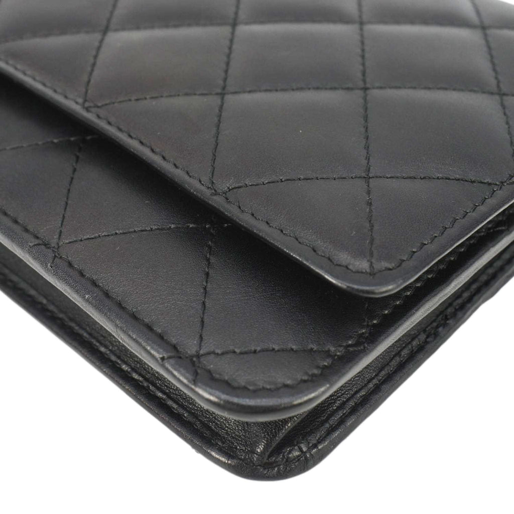 Chanel Cambon Ligne Wallet On Chain Quilted Leather Clutch Crossbody Bag Black