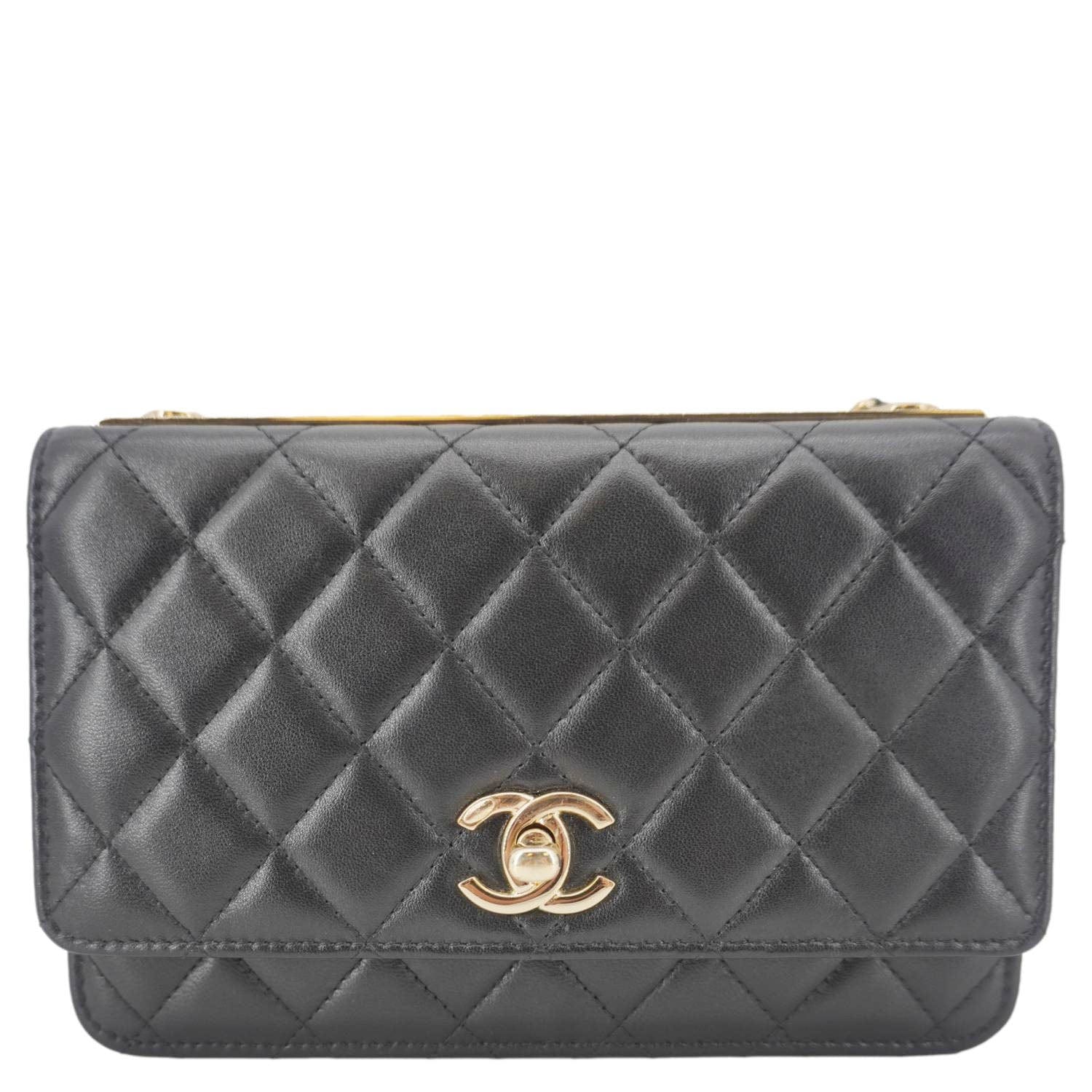 Chanel Trendy CC Quilted Leather Wallet On Chain Crossbody Bag Black