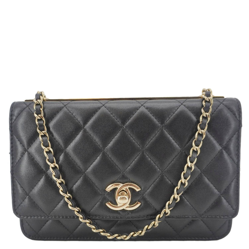Chanel Trendy CC Quilted Leather Wallet On Chain Crossbody Bag Black