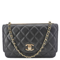 Chanel Trendy CC Quilted Leather Wallet On Chain Crossbody Bag Black