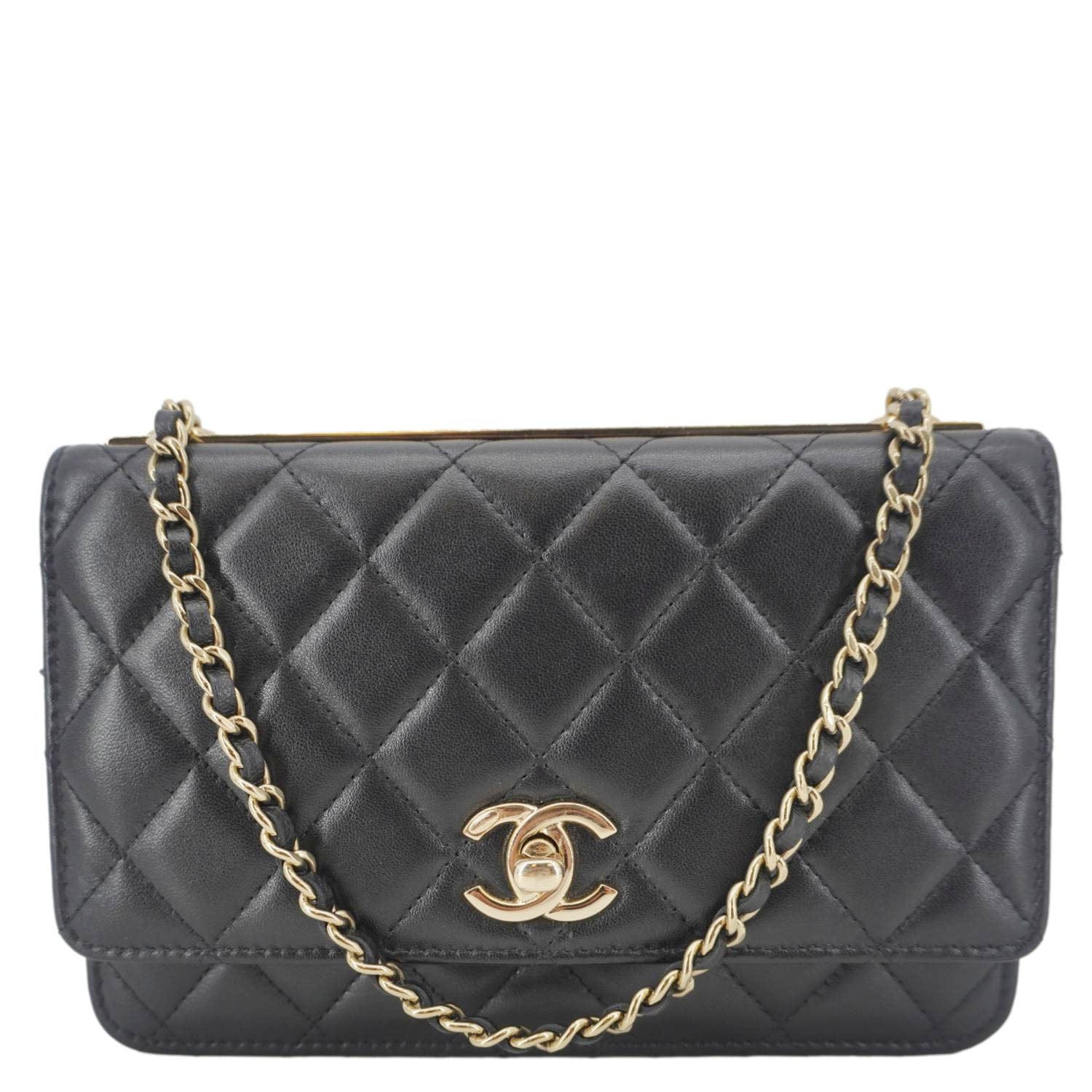 Chanel Trendy CC Quilted Leather Wallet On Chain Crossbody Bag Black