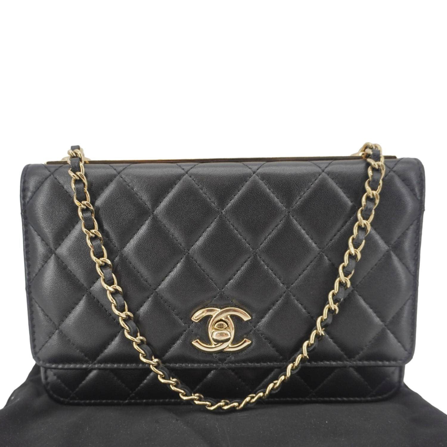 Chanel Trendy CC Quilted Leather Wallet On Chain Crossbody Bag Black