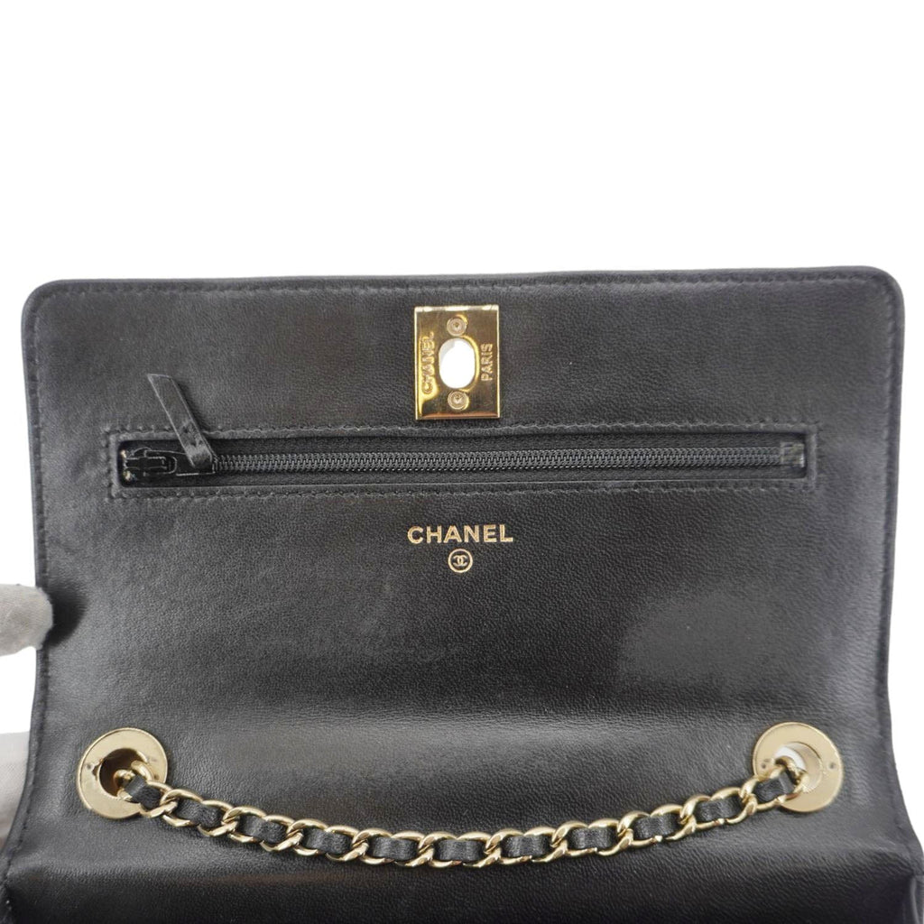 Chanel Trendy CC Quilted Leather Wallet On Chain Crossbody Bag Black