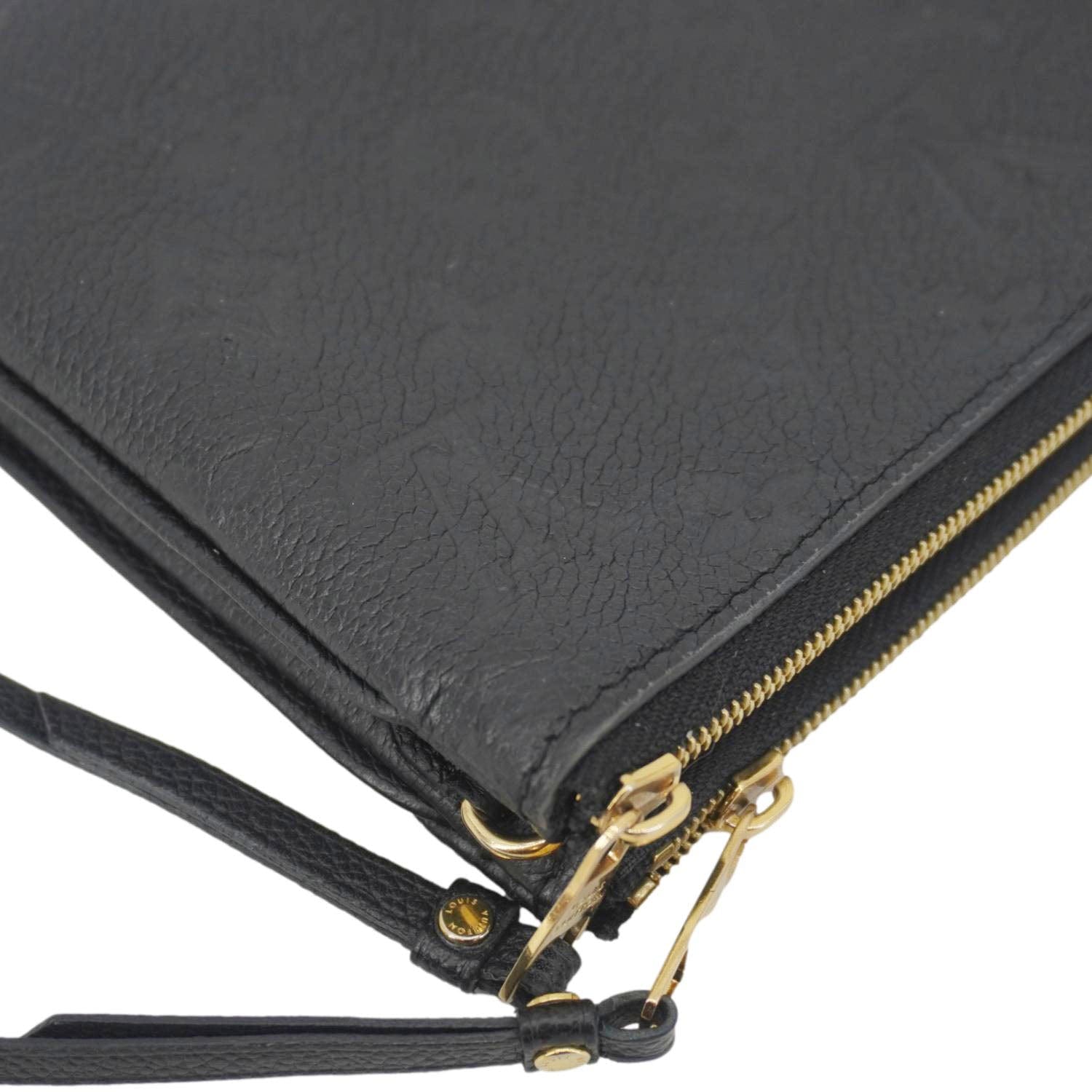 LOUIS VUITTON Double Zip Pochette Monogram Empreinte Crossbody Bag Black
