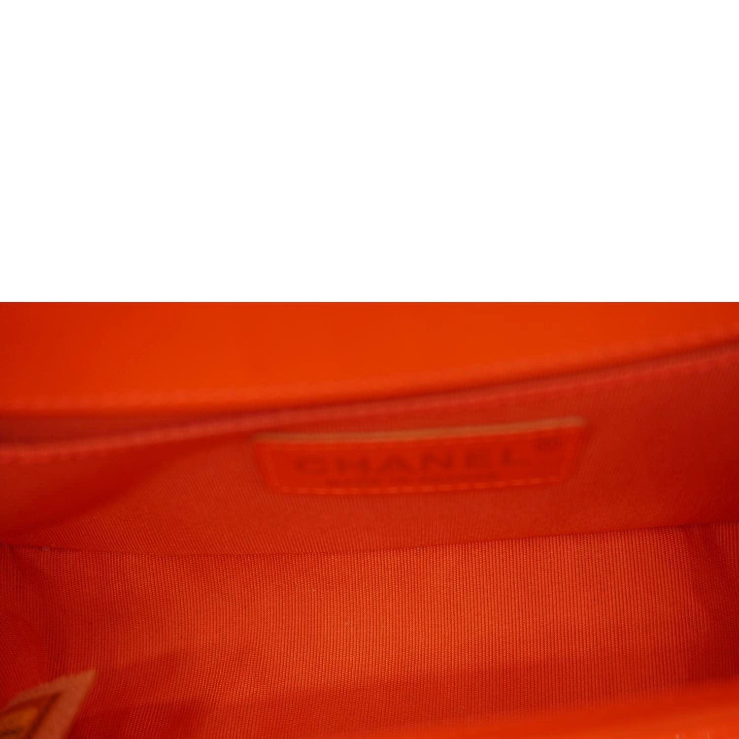 Chanel Boy Flap Small Quilted Patent Leather Shoulder Bag Orange