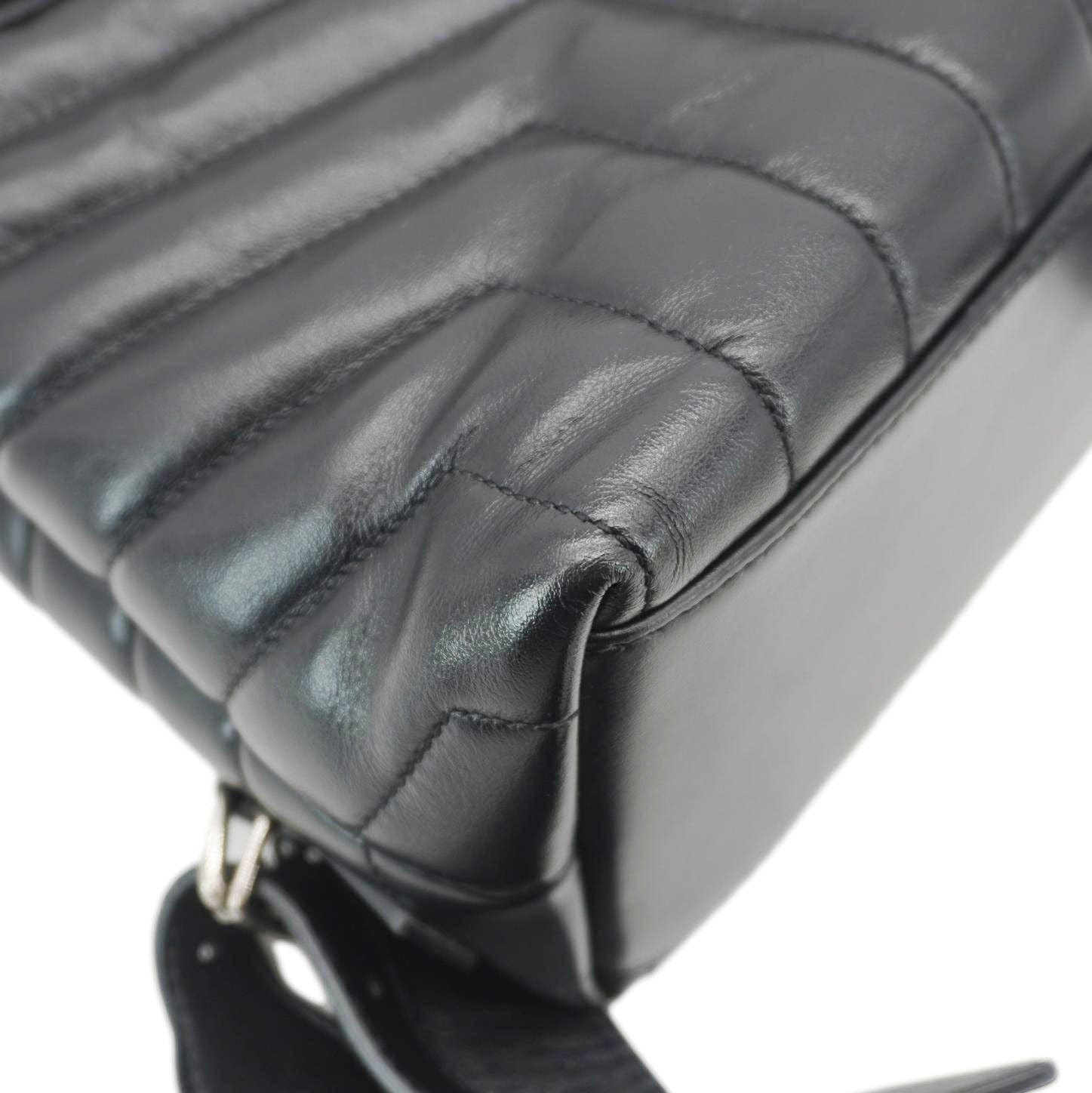 YVES SAINT LAURENT Loulou Small Monogram Calfskin Y Quilted Backpack Black