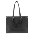 LOUIS VUITTON Onthego MM Giant Monogram Empreinte Leather Tote Bag Black