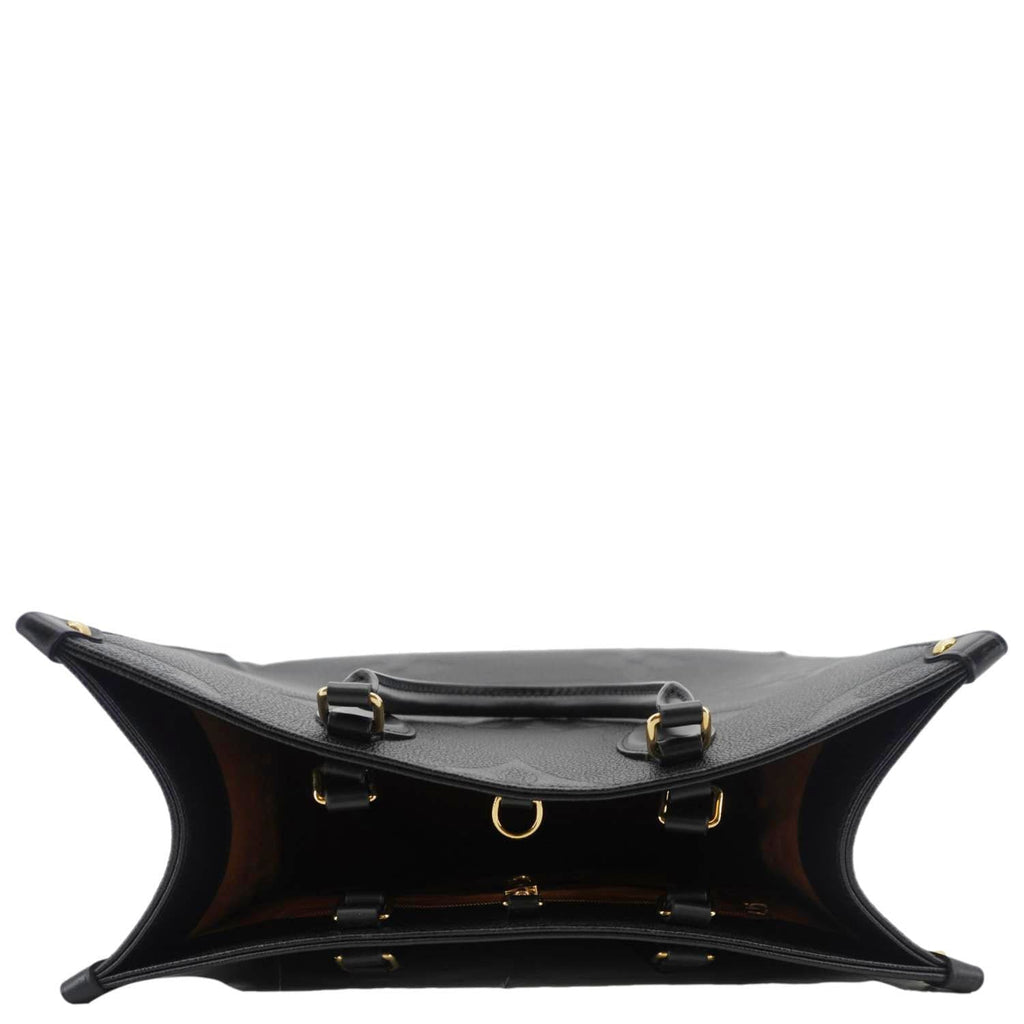 LOUIS VUITTON Onthego MM Giant Monogram Empreinte Leather Tote Bag Black