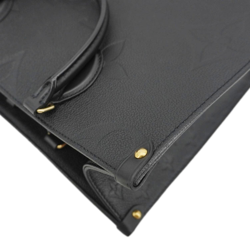 LOUIS VUITTON Onthego MM Giant Monogram Empreinte Leather Tote Bag Black