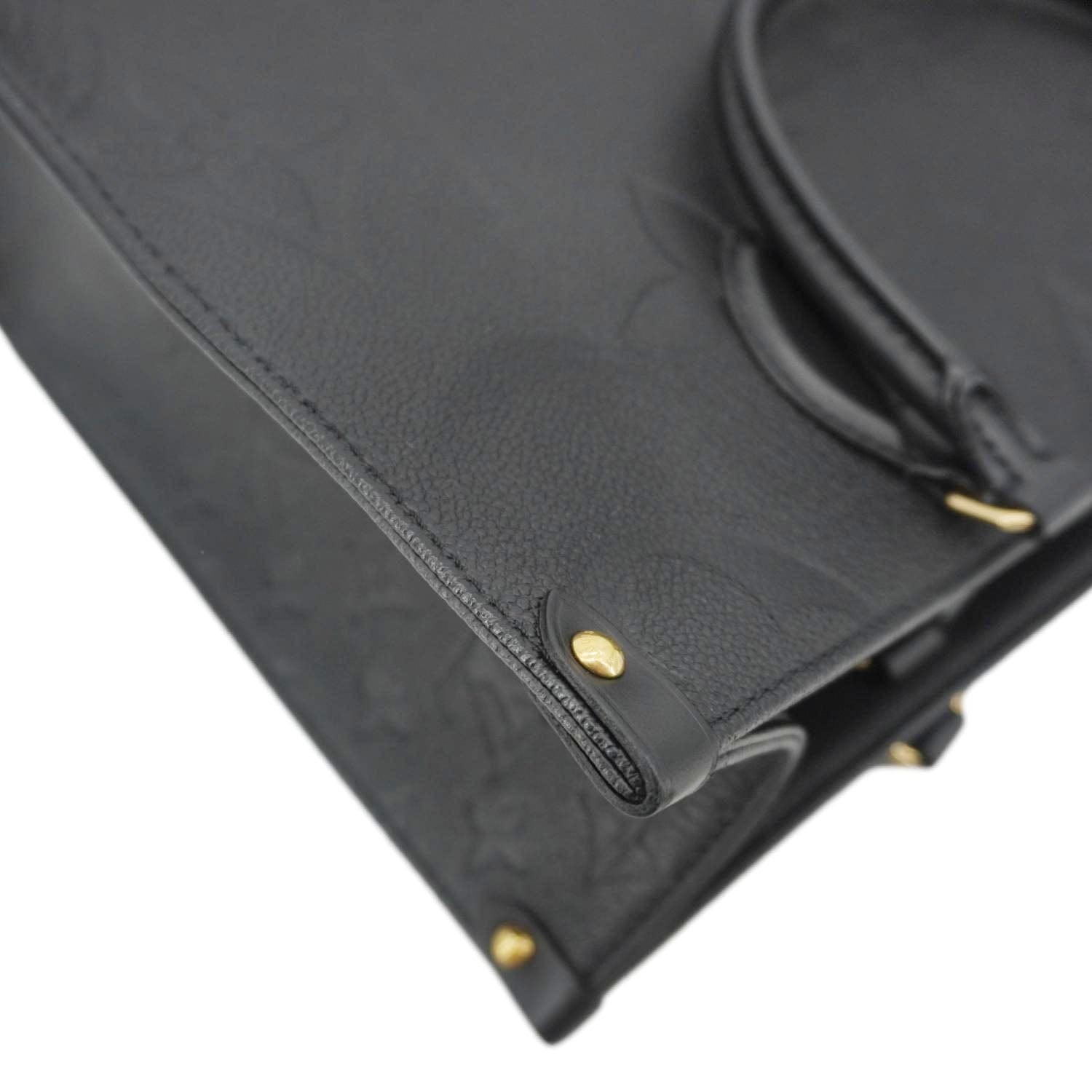 LOUIS VUITTON Onthego MM Giant Monogram Empreinte Leather Tote Bag Black