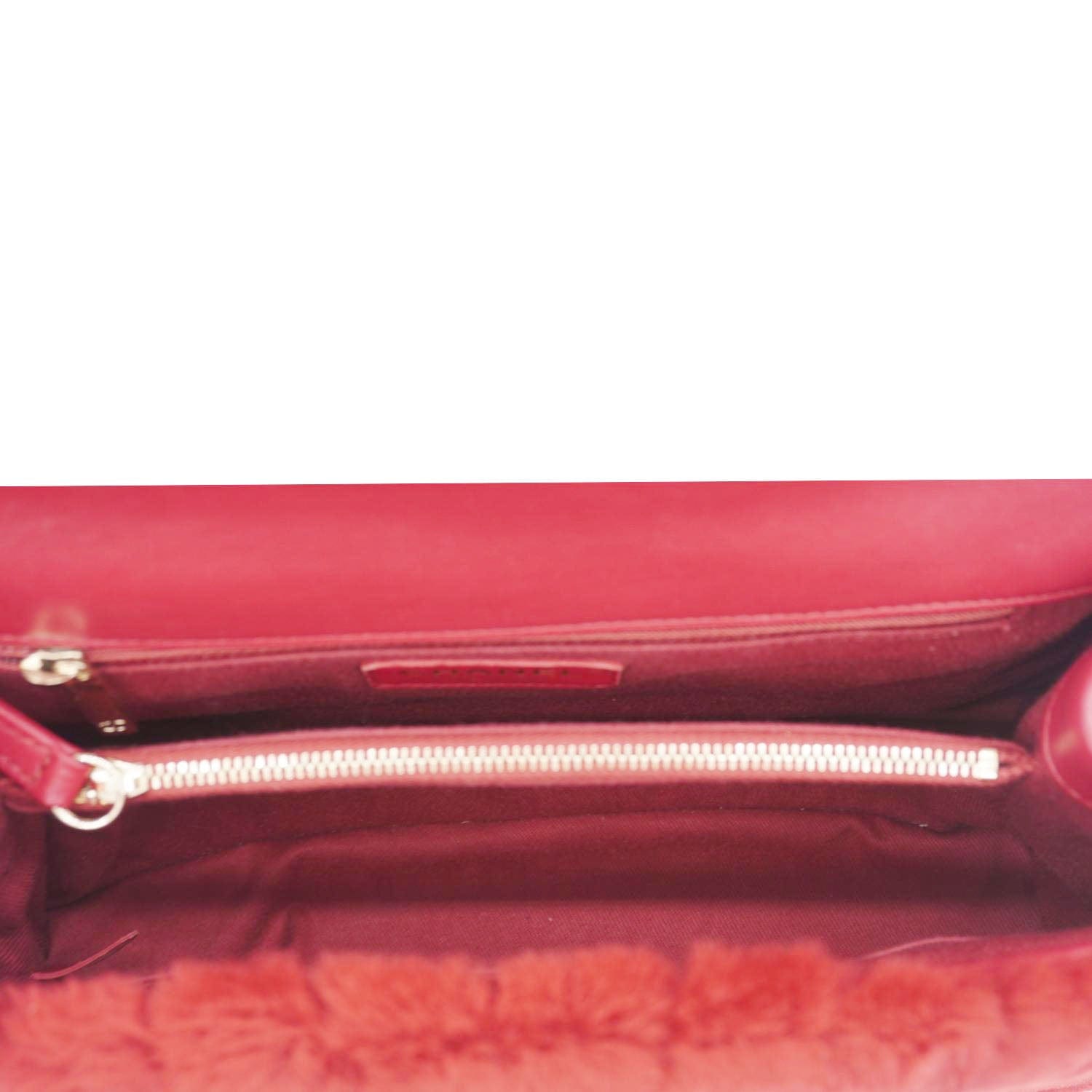 Chanel Coco Handle Flap Shearling Chevron Shoulder Bag Red