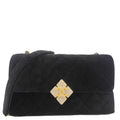 Chanel Strass Diamond Lock Flap Velvet Shoulder Bag Black