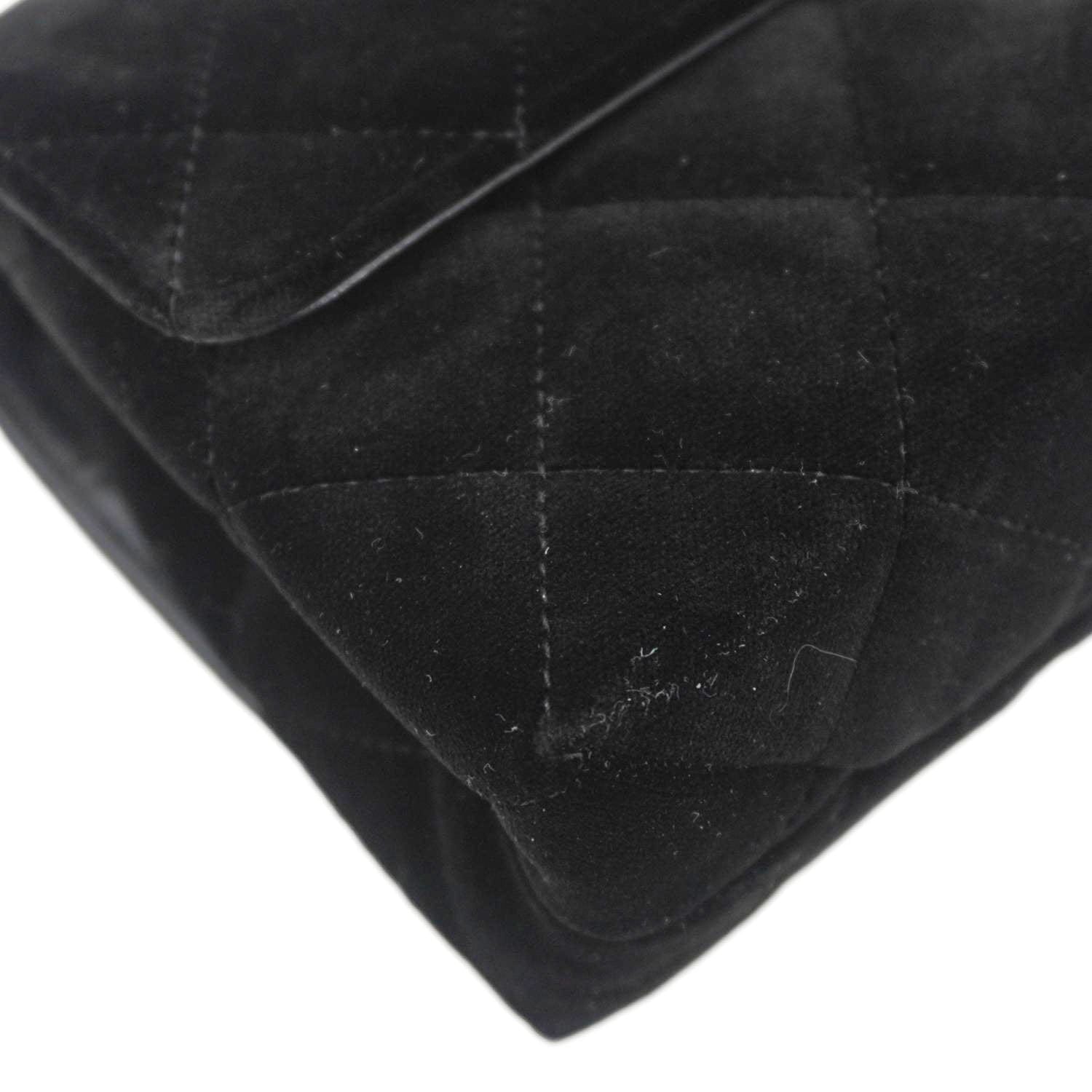 Chanel Strass Diamond Lock Flap Velvet Shoulder Bag Black