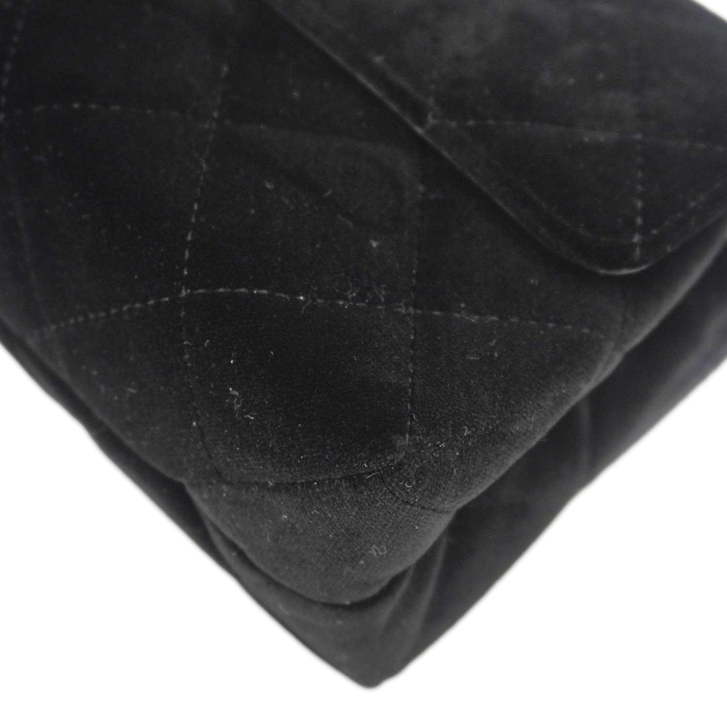 Chanel Strass Diamond Lock Flap Velvet Shoulder Bag Black