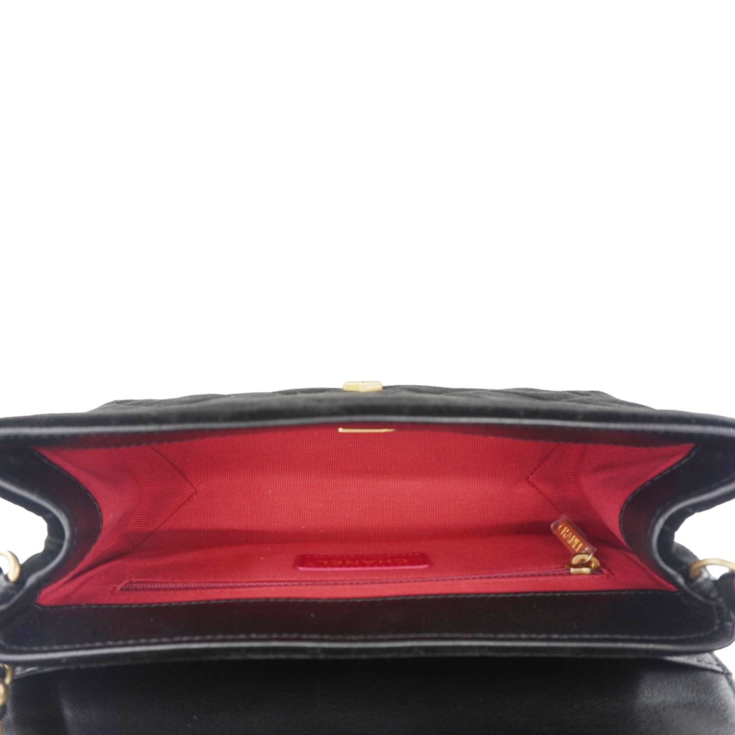 Chanel Strass Diamond Lock Flap Velvet Shoulder Bag Black