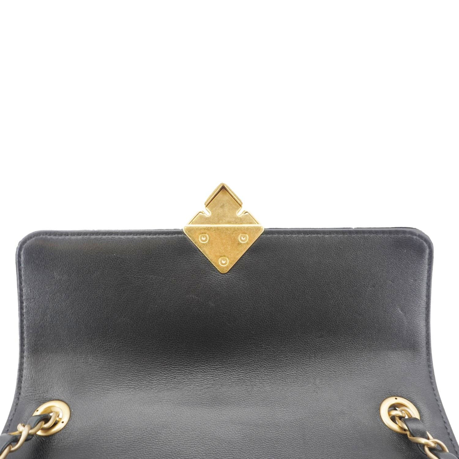 Chanel Strass Diamond Lock Flap Velvet Shoulder Bag Black