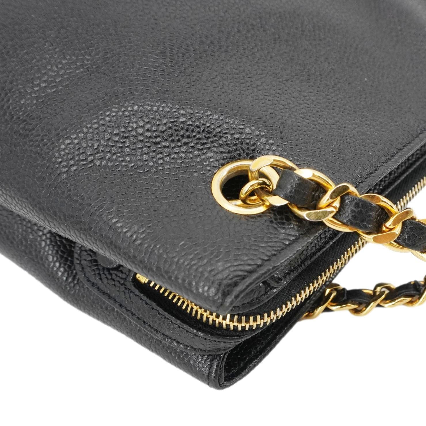 Chanel  Timeless CC Caviar Leather Chain Shoulder Strap Black