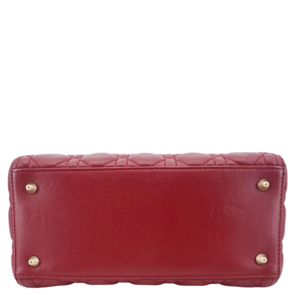CHRISTIAN DIOR Lady Dior Medium Cannage Leather Crossbody Bag Red