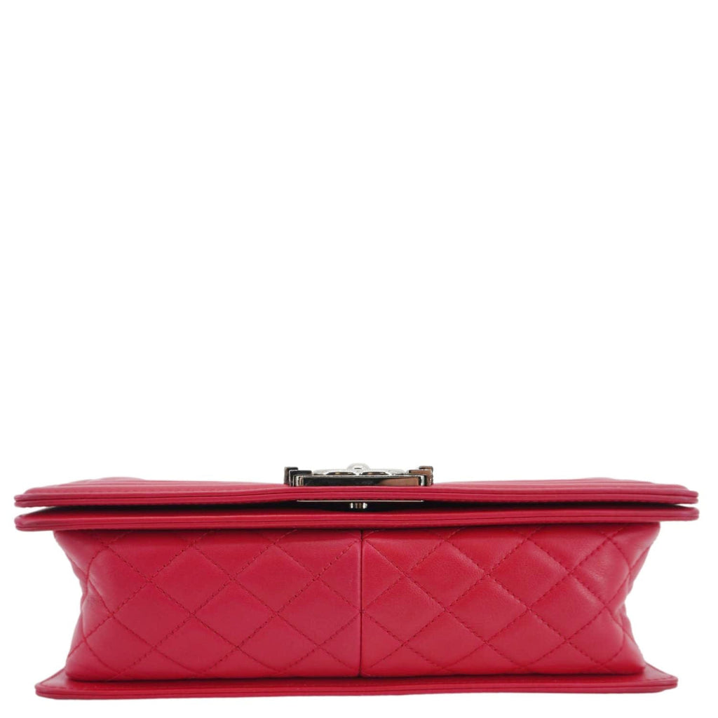 Chanel Boy Mixed Chevron Flap Lambskin Quilted Shoulder Bag Red