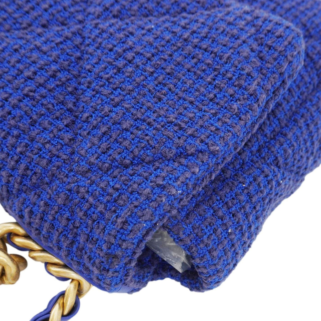 Chanel 19 Flap Quilted Tweed Shoulder Bag Blue