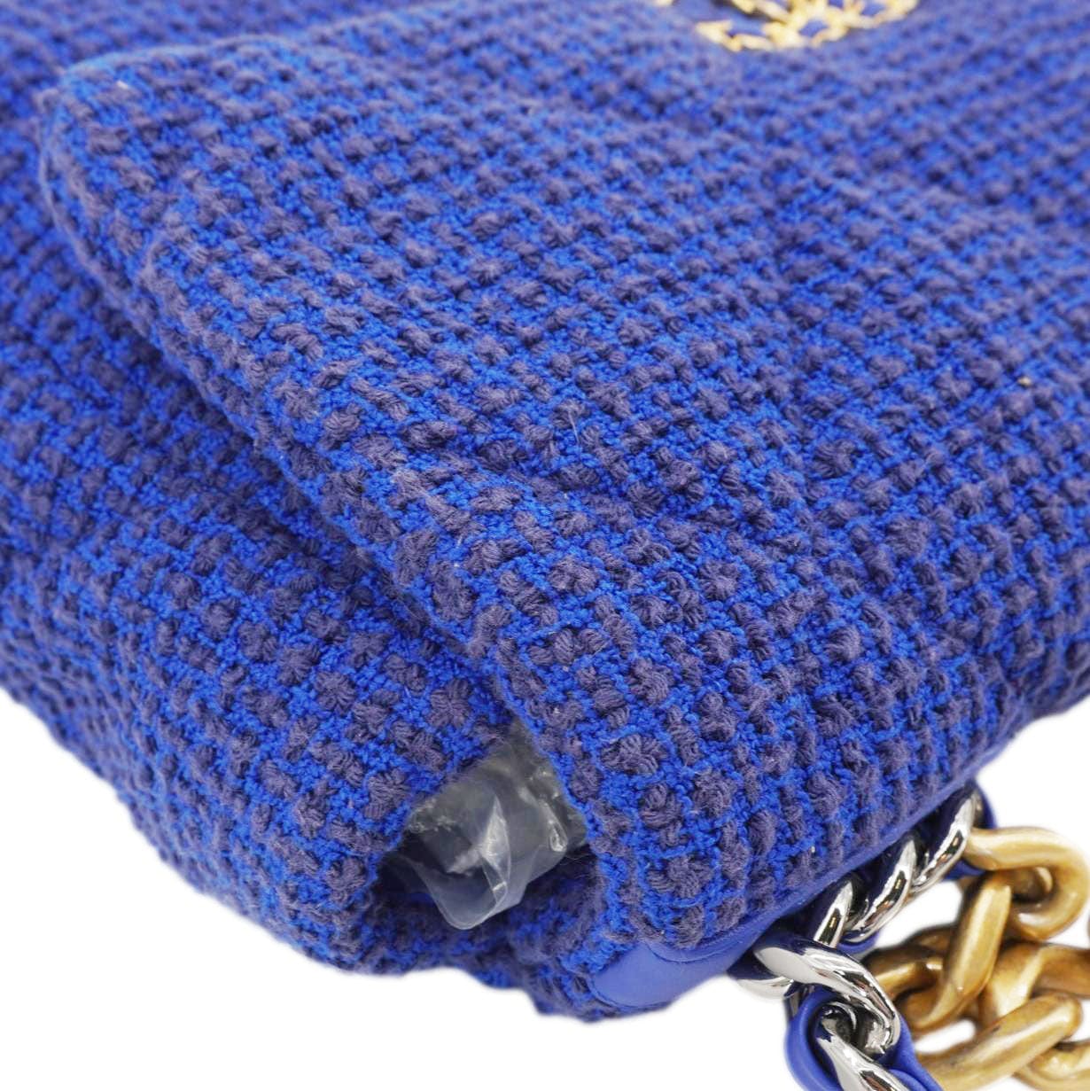 Chanel 19 Flap Quilted Tweed Shoulder Bag Blue
