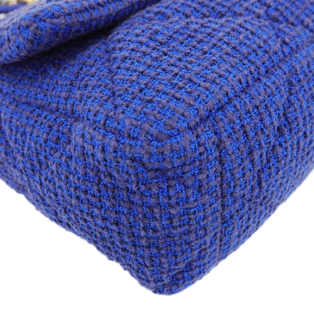 Chanel 19 Flap Quilted Tweed Shoulder Bag Blue